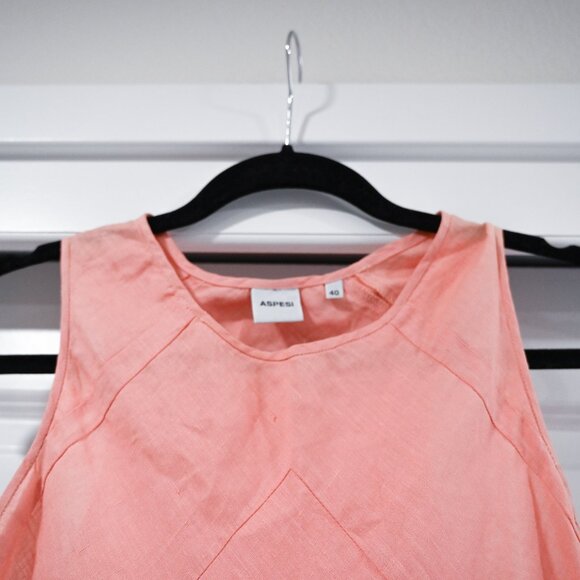 Aspesi Medium 100% Linen Peach Summer Shift Dress - Picture 4 of 9